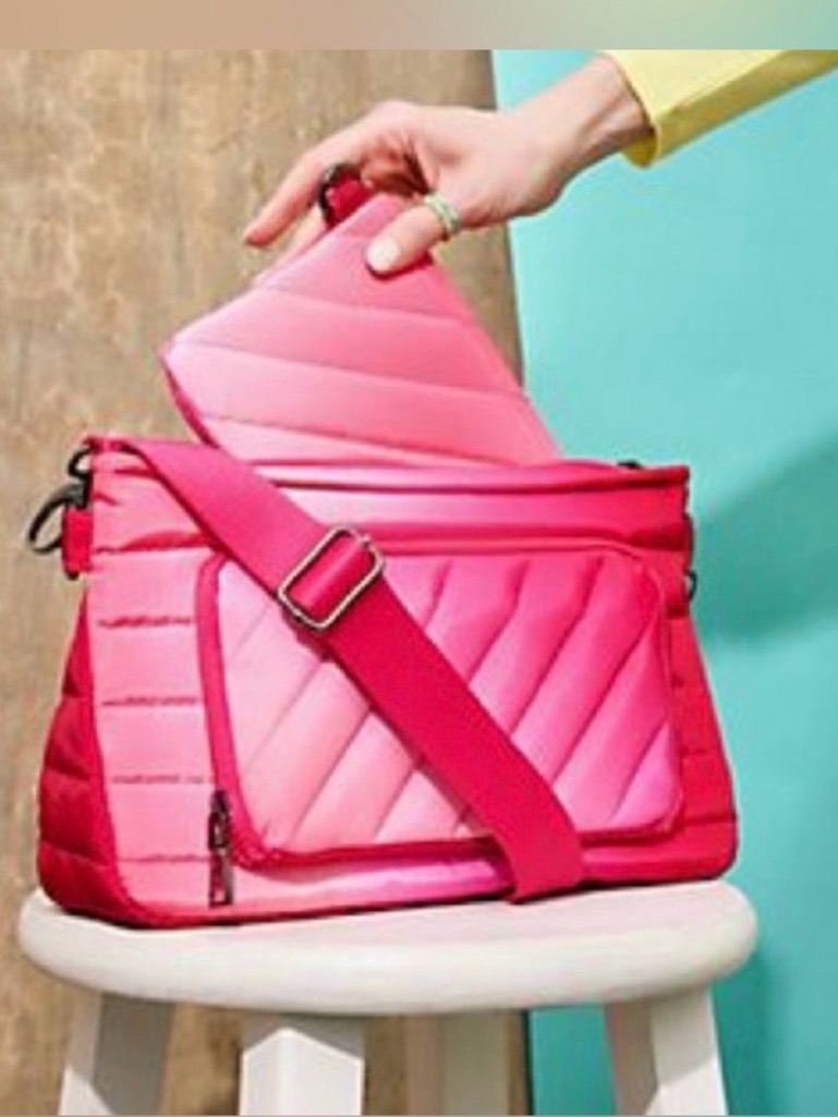 Think Royln Crossbody Bag Set Vibrant Ombr Pink With An Adjustable Strap Nwt